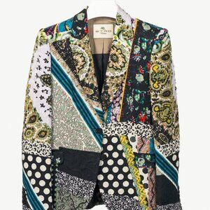 Etro Multicolour Mixed-Print Textured Cotton Blazer